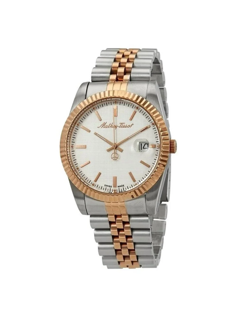 NWT Mathey-Tissot Mathey III Quartz White Dial Two-tone Men's Watch